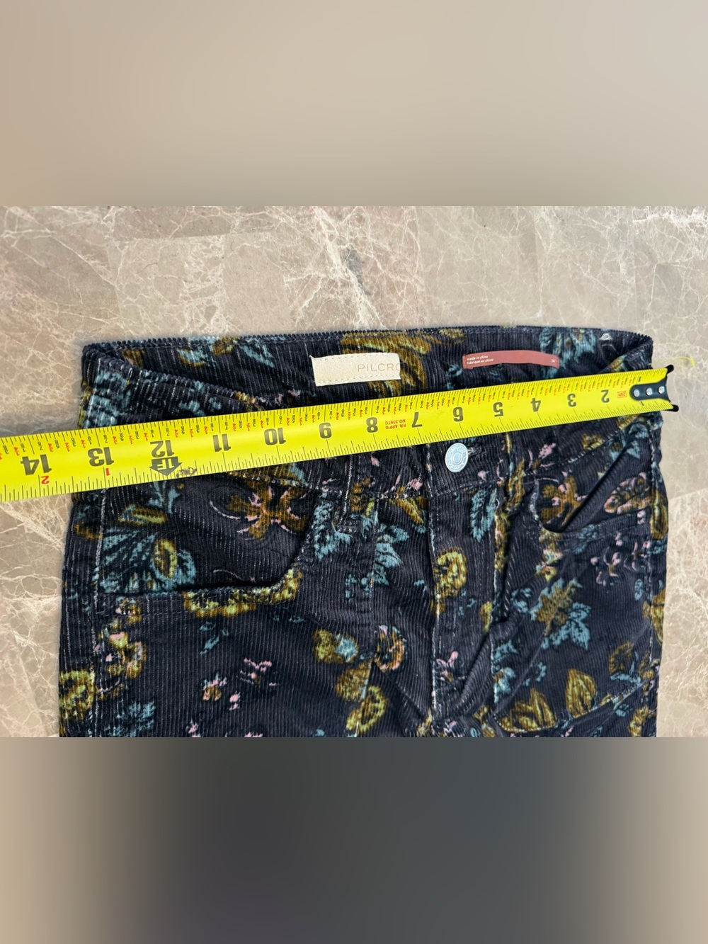 PILCRO ANTHROPOLOGIE The Icon Flare Low-Rise Corduroy Jeans Printed Floral 24 - Picture 8 of 16